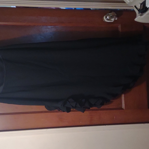 JS Collections asymmetrical maxi skirt ruffled side slit Sz 10 vintage sexy - Picture 6 of 8